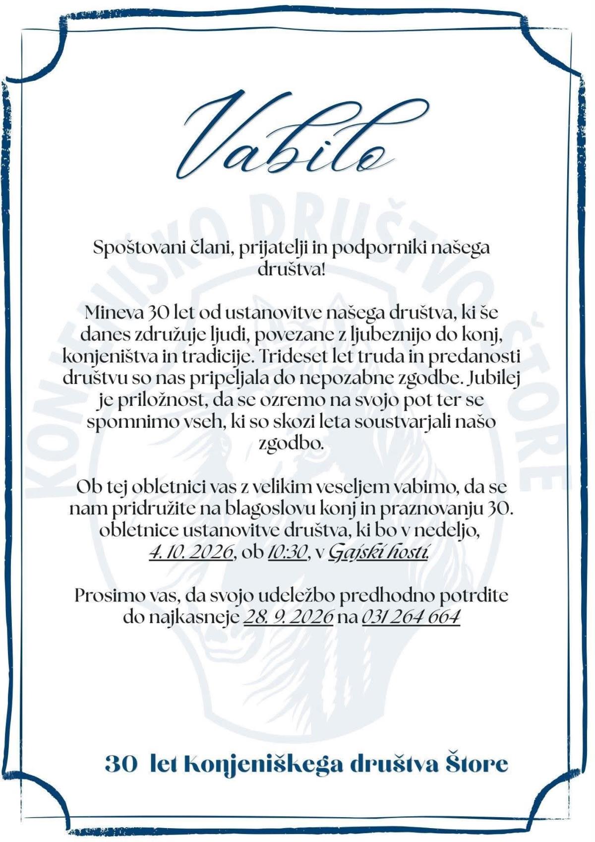 VABILO KONJENIKI